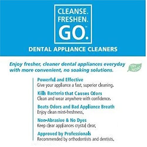 Cleanse.Freshen.Go. Anti-Bacterial Dental Appliance Cleansing Towelettes - Ex...