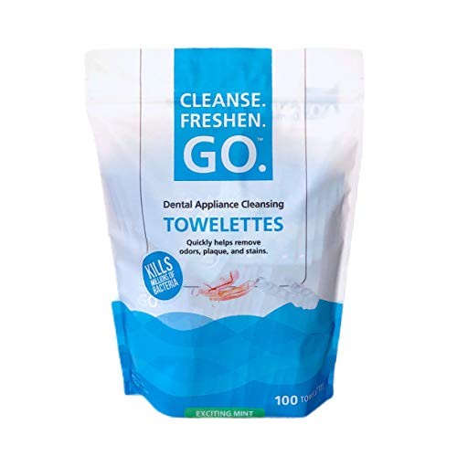 Cleanse.Freshen.Go. Anti-Bacterial Dental Appliance Cleansing Towelettes - Ex...