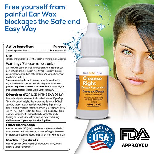 Cleanse Right 2nd Generation USA Made 1 Bottle of .5OZ Ear Drops and Ear Wax ...