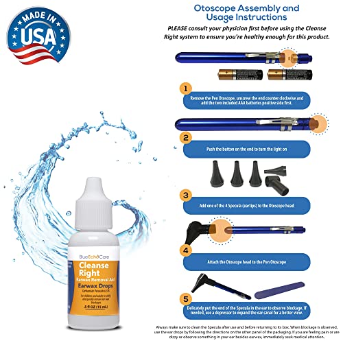 Cleanse Right - Ear Wax Removal Tool Kit, USA MADE .5oz Ear Drops, 3, USA MAD...