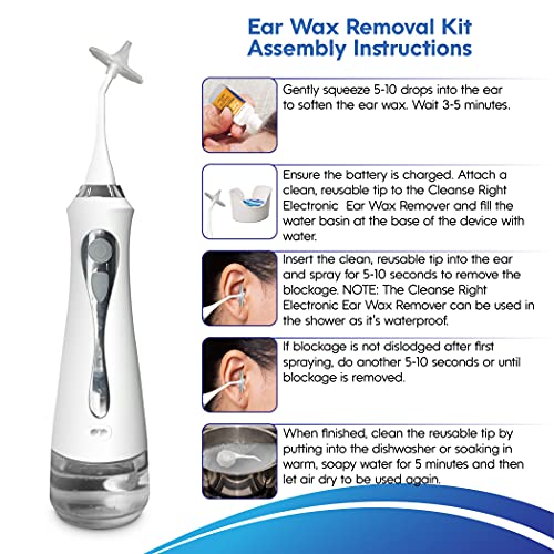 Cleanse Right – Electronic Ear Wax Removal Device- INCLUDES USA MADE EAR DROP...