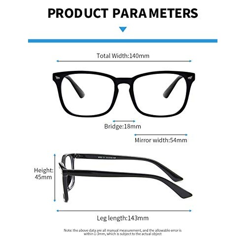 Blue Light Blocking Glasses,Square Nerd Eyeglasses Frame Anti Blue Ray Comput...