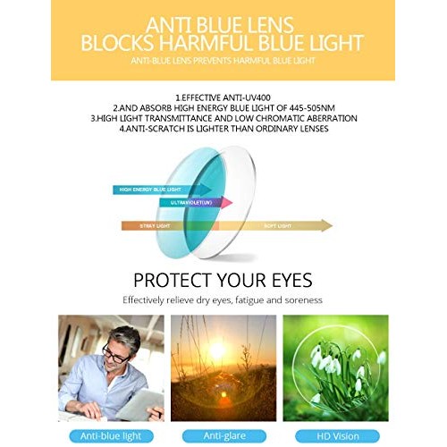 Blue Light Blocking Glasses,Square Nerd Eyeglasses Frame Anti Blue Ray Comput...