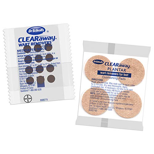 Dr. Scholl’s Clear Away Plantar Wart Remover for Feet, 24 Medicated Discs & 2...