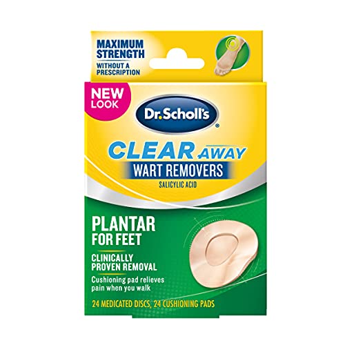 Dr. Scholl’s Clear Away Plantar Wart Remover for Feet, 24 Medicated Discs & 2...