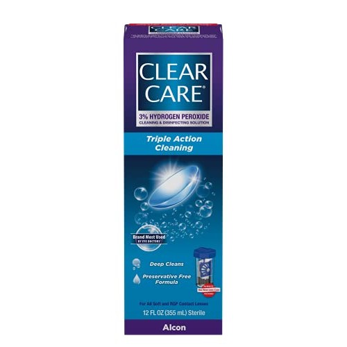 Clear Care CARE Cleaning & Disinfection Solution with Lens Case, Clear, 12 Fl Oz
