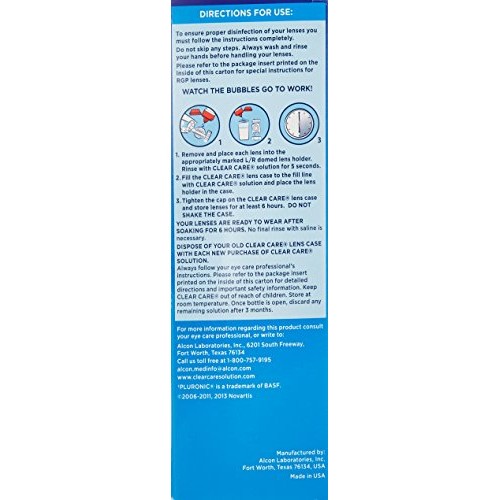 Clear Care CARE Cleaning & Disinfection Solution with Lens Case, Clear, 12 Fl Oz