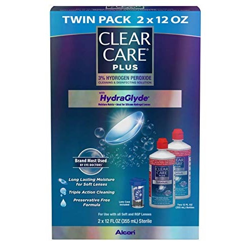 Clear Care Plus Cleaning Solution with Lens Case, Twin Pack, Multi, 12 Oz, Pa...