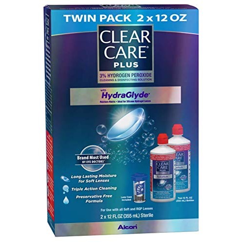 Clear Care Plus Cleaning Solution with Lens Case, Twin Pack, Multi, 12 Oz, Pa...