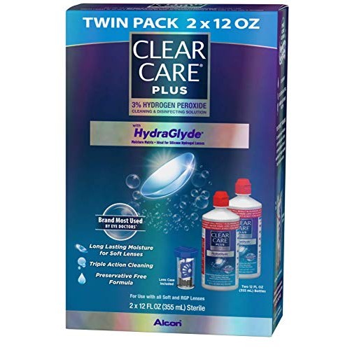 Clear Care Plus Cleaning Solution with Lens Case, Twin Pack, Multi, 12 Oz, Pa...