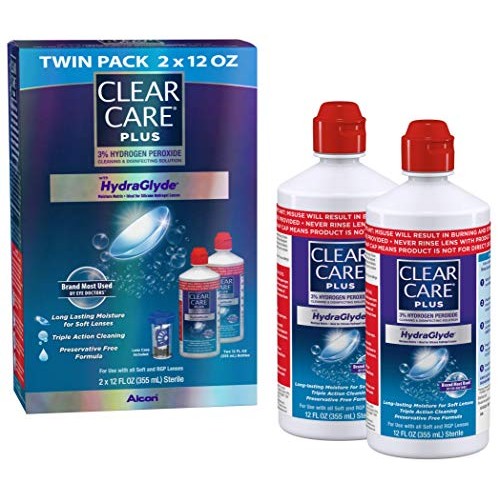 Clear Care Plus Cleaning Solution with Lens Case, Twin Pack, Multi, 12 Oz, Pa...