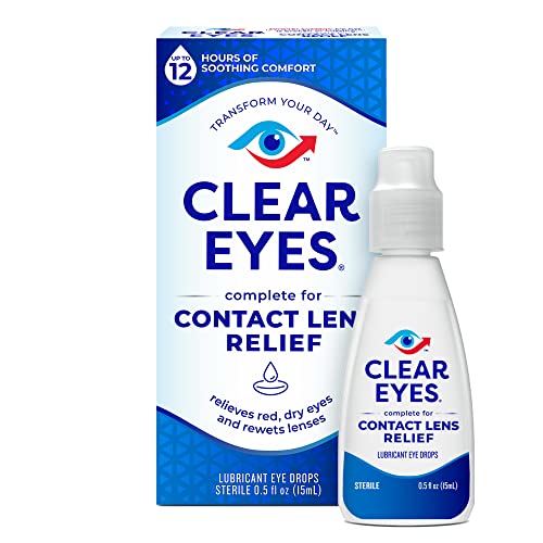 Clear Eyes Contact Lens Multi-Action Relief Eye Drops, Soothes & Moisturizes,...