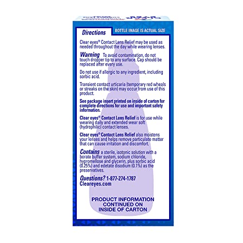 Clear Eyes Contact Lens Multi-Action Relief Eye Drops, Soothes & Moisturizes,...
