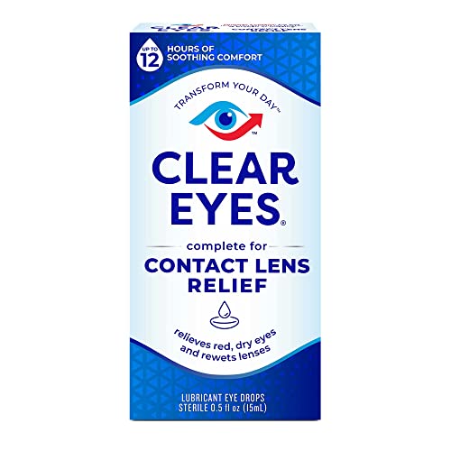 Clear Eyes Contact Lens Multi-Action Relief Eye Drops, Soothes & Moisturizes,...