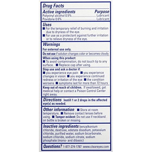 Clear Eyes Mild Dry Eyes Natural Tears Eye Drops-0.5 oz