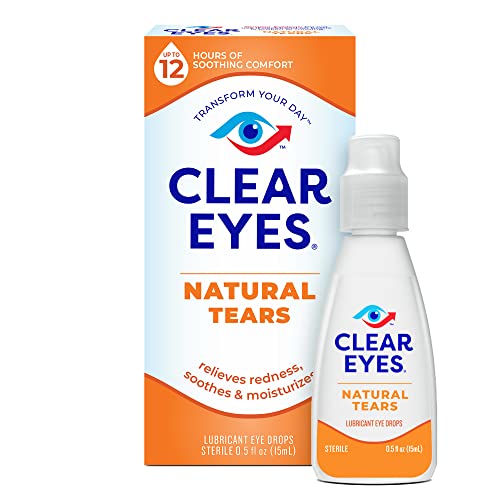 Clear Eyes Natural Tears Lubricant Eye Drops | Soothes and Moisturizes| 0.5 O...