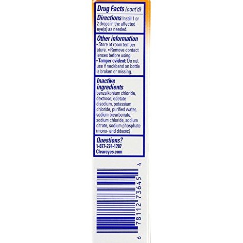 Clear Eyes Natural Tears Lubricant Eye Drops | Soothes and Moisturizes| 0.5 O...