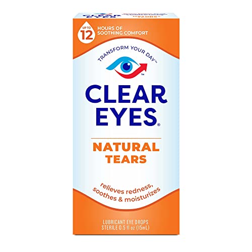 Clear Eyes Natural Tears Lubricant Eye Drops | Soothes and Moisturizes| 0.5 O...