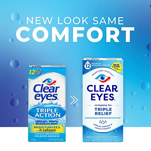Clear Eyes | Triple Action Lubricant / Redness Relief Eye Drops | 0.5 FL OZ