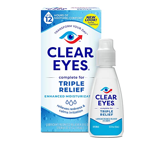 Clear Eyes | Triple Action Lubricant / Redness Relief Eye Drops | 0.5 FL OZ