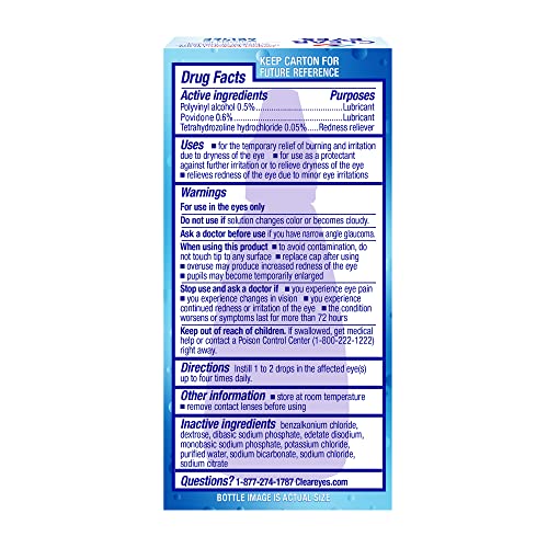 Clear Eyes | Triple Action Lubricant / Redness Relief Eye Drops | 0.5 FL OZ