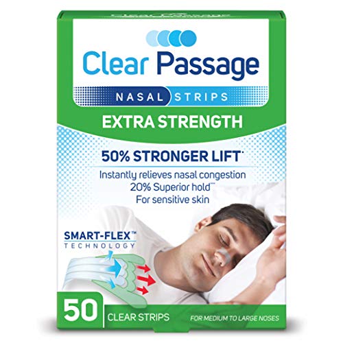 Clear Passage Nasal Strips, Clear Extra Strength, 50 Count | Works Instantly ...