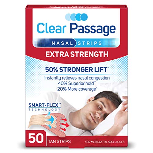 Clear Passage Nasal Strips Extra Strength, Tan, 50 Count | Works Instantly to...