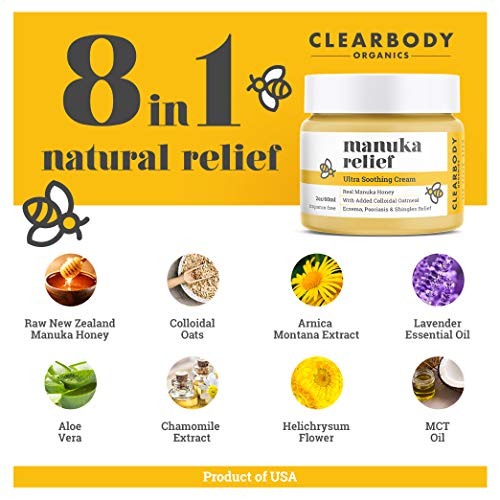 Eczema Psoriasis Cream for Dry Itchy Cracked Irritated Skin- Manuka Honey & C...