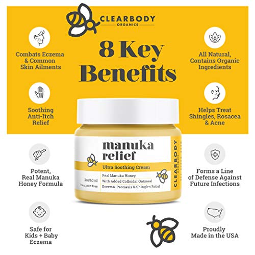 Eczema Psoriasis Cream for Dry Itchy Cracked Irritated Skin- Manuka Honey & C...