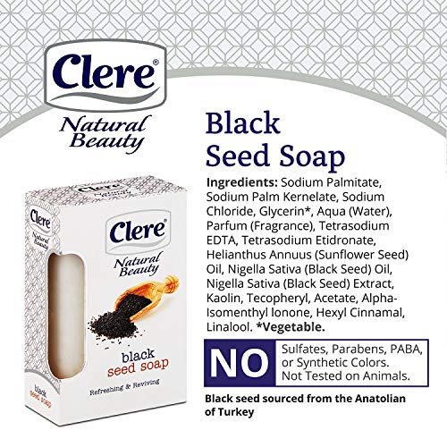 Clere Black Seed Oil Soap – Refreshing and Reviving Soap for Daily Skincare –...
