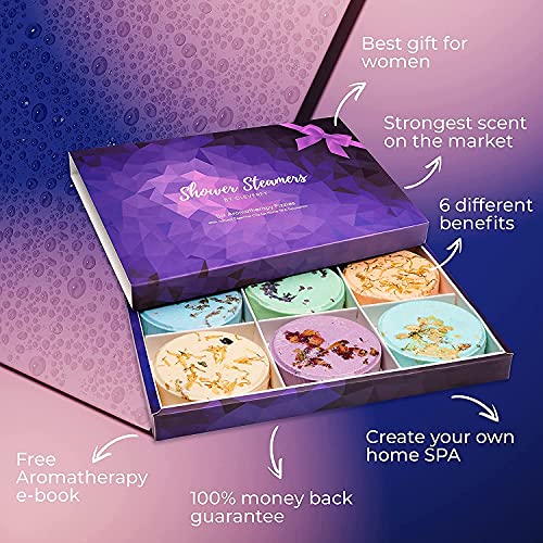 Cleverfy Aromatherapy Shower Steamers - Variety Pack of 6 Shower Bombs with E...