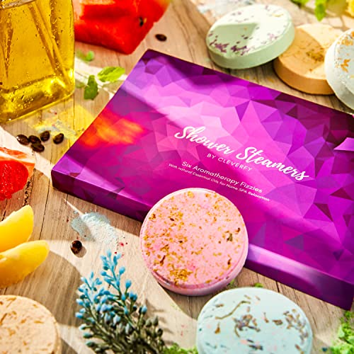 Cleverfy Aromatherapy Shower Steamers - Variety Pack of 6 Shower Bombs with E...