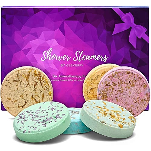 Cleverfy Aromatherapy Shower Steamers - Variety Pack of 6 Shower Bombs with E...
