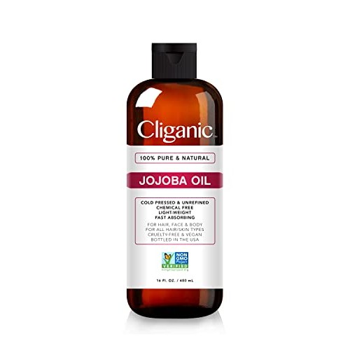 Cliganic Jojoba Oil Non-GMO, Bulk 16oz | 100% Pure, Natural Cold Pressed Unre...