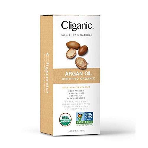 Cliganic Organic Argan Oil 16oz with Pump, 100% Pure | Bulk for Hair, Face & ...
