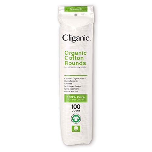 Cliganic Organic Cotton Rounds (300 Count) Makeup Remover Pads, Hypoallergeni...