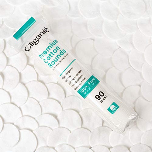 Cliganic Premium 100% Cotton Makeup Remover Pads 540 Count, (Pack of 6)