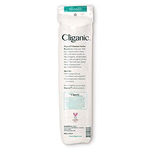 Cliganic Premium Cotton Rounds for Face (300 Count) - Makeup Remover Pads, Hy...