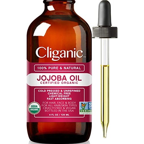 Cliganic USDA Organic Jojoba Oil, 100% Pure (4oz Large) | Natural Cold Presse...