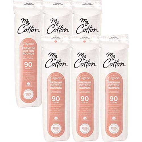 My Cotton Premium Cotton Rounds for Face (540 Count) | Makeup Remover Pads, H...