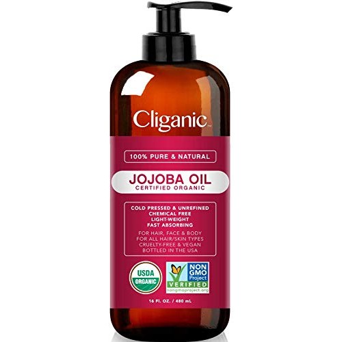 USDA Organic Jojoba Oil 16 oz with Pump, 100% Pure | Bulk, Natural Cold Press...