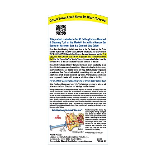 Clinere Ear Cleaner Earwax Remover Reusable Tool with Comfort Guide, Narrow E...