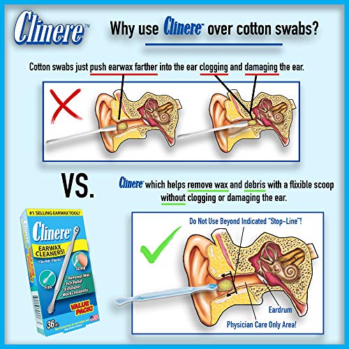 Clinere® Ear Cleaners Club Value Pack, 36 Count Earwax Remover Tool Safely an...