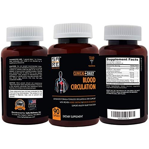 CLINICAL DAILY Blood Circulation Supplement. Butchers Broom, Horse Chestnut, ...