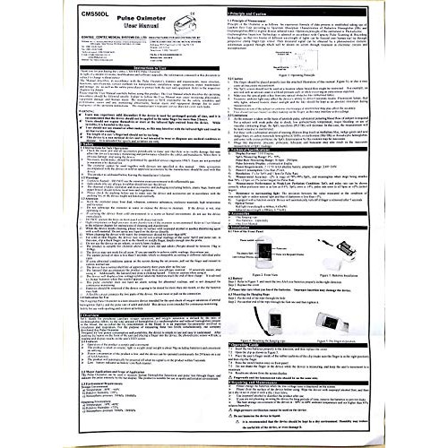 ClinicalGuard CMS-50DL Fingertip Pulse Oximeter Blood Oxygen Saturation and H...