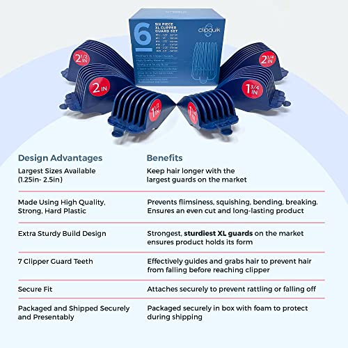 Clipquik Premium XL Clipper Guards, Strong & Sturdy 2.5 inch, 2.25", 2", 1.75...