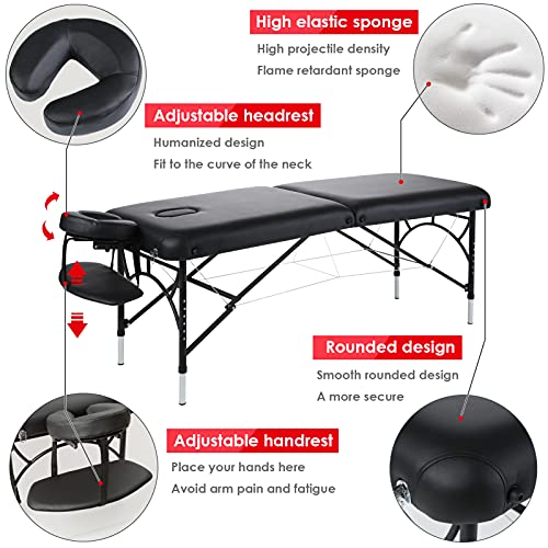 CLORIS 84" Professional Massage Table Portable 2 Folding Lightweight Facial S...