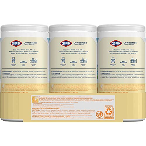 Clorox Compostable Cleaning Wipes - All Purpose Wipes - Simply Lemon, 75 Coun...