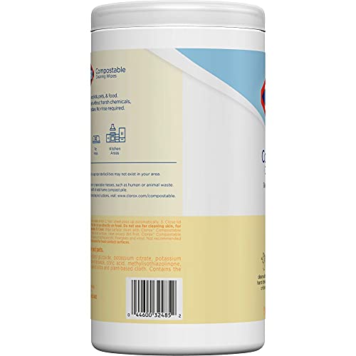 Clorox Compostable Cleaning Wipes - All Purpose Wipes - Simply Lemon, 75 Coun...