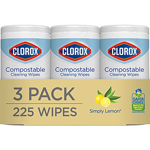 Clorox Compostable Cleaning Wipes - All Purpose Wipes - Simply Lemon, 75 Coun...